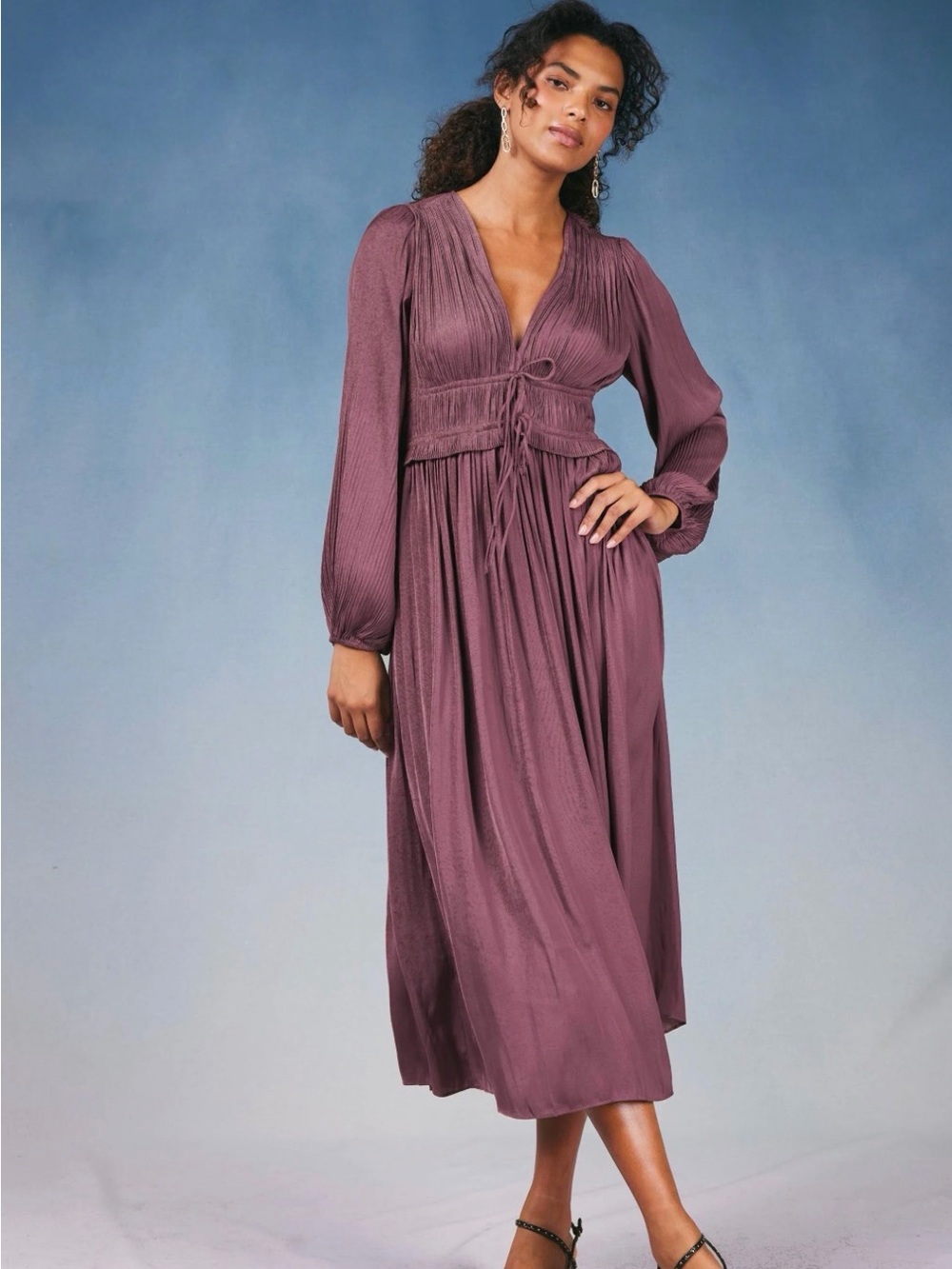 NWT Current Air Plum Purple Sidonie Pleated Maxi Dress